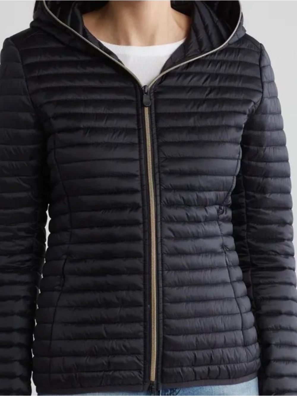 SAVE THE DUCK Women's Black Quilted Hooded Packable Puffer